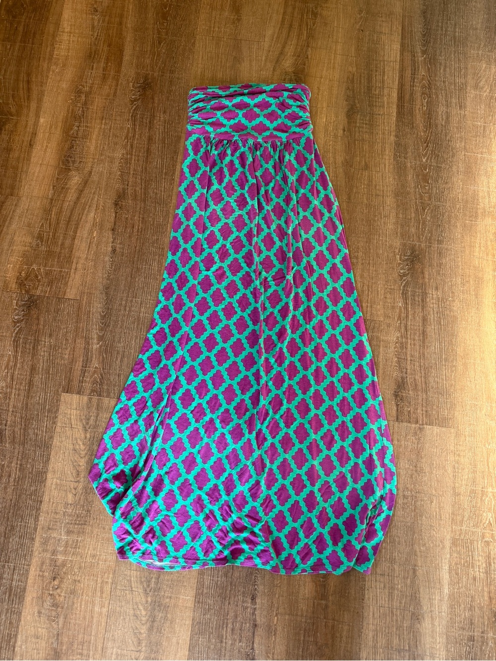 Purple & Teal Printed Maxi Skirt - Women's Strapless Style size small